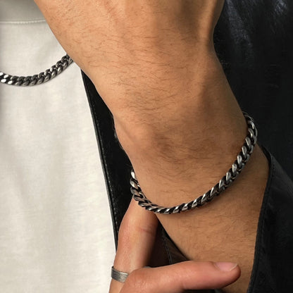 サージカル ボールド カーブ チェーン ブレスレット / SURGICAL STEEL BOLD CURVED CHAIN BRACELET