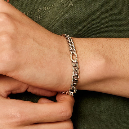 シルバー カーブ チェーン ユニット ブレスレット / SILVER CURVED CHAIN UNIT BRACELET