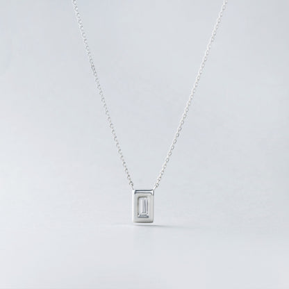 シルバー スクエア フレーム バゲット ネックレス / Silver Frame Baguette Necklace