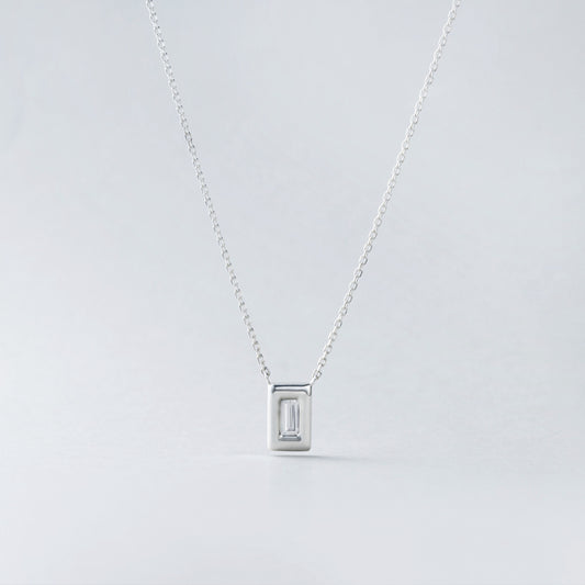 シルバー スクエア フレーム バゲット ネックレス / Silver Frame Baguette Necklace