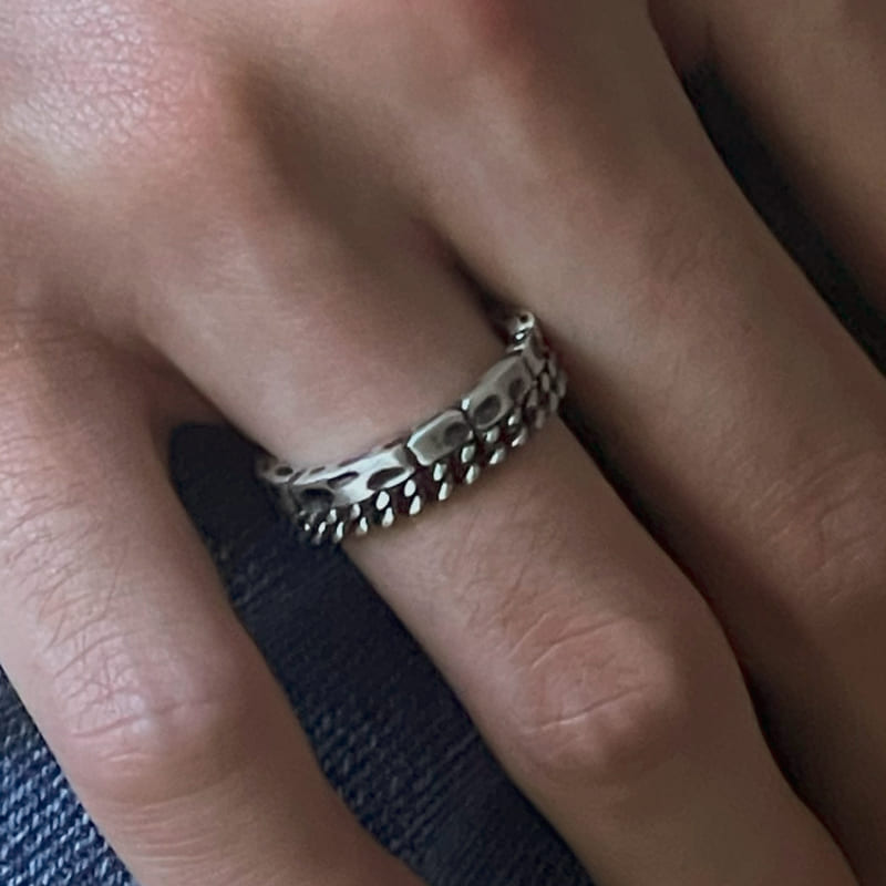 シルバー チェーン レイヤード リング / SILVER CHAIN LAYERED RING