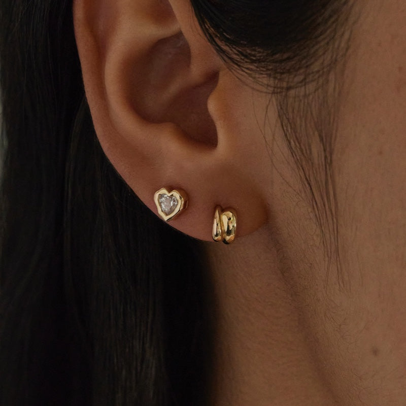 K14 ダブル ボリューム ワンタッチ ピアス / 14K Double Volume One Touch Earrings