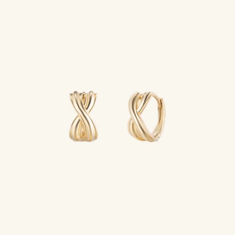K14 リボン ライン ワンタッチ ピアス / 14K Ribbon Line One Touch Earrings