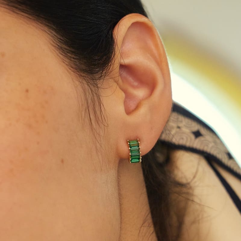 K14 グリーン スクエア ボリューム ピアス / 14K Green Square Volume Earrings