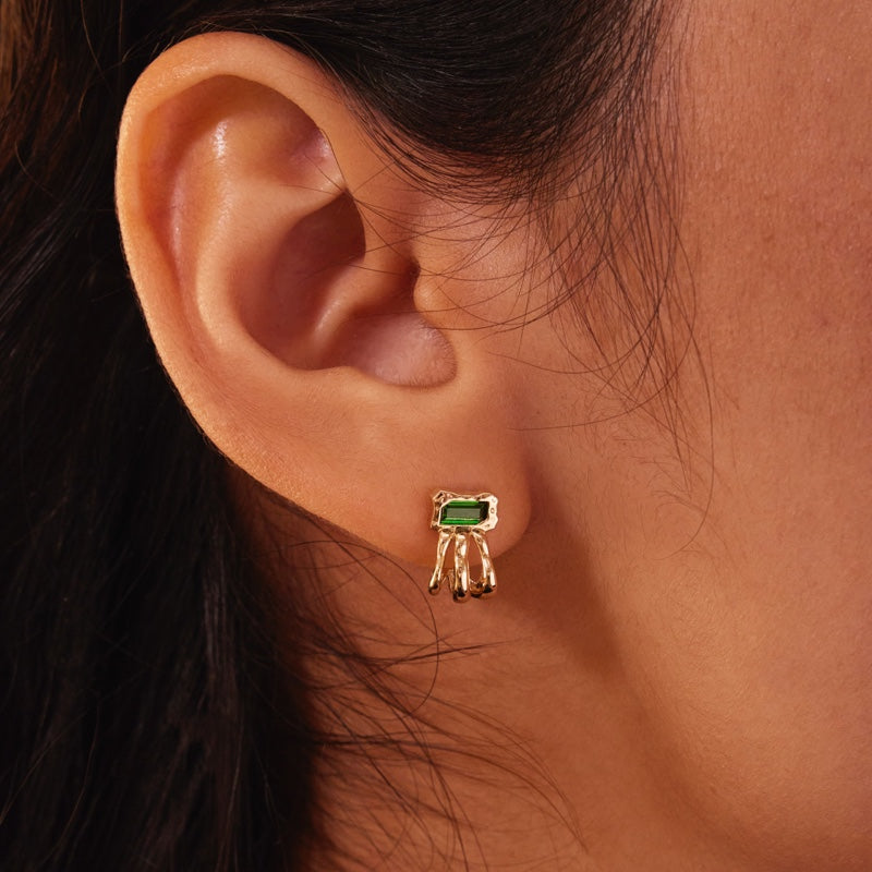 K14 グリーン トリプル ライン フレーム ピアス / 14K Green Triple Line Frame Earrings