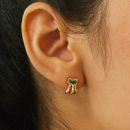 K14 グリーン トリプル ライン フレーム ピアス / 14K Green Triple Line Frame Earrings