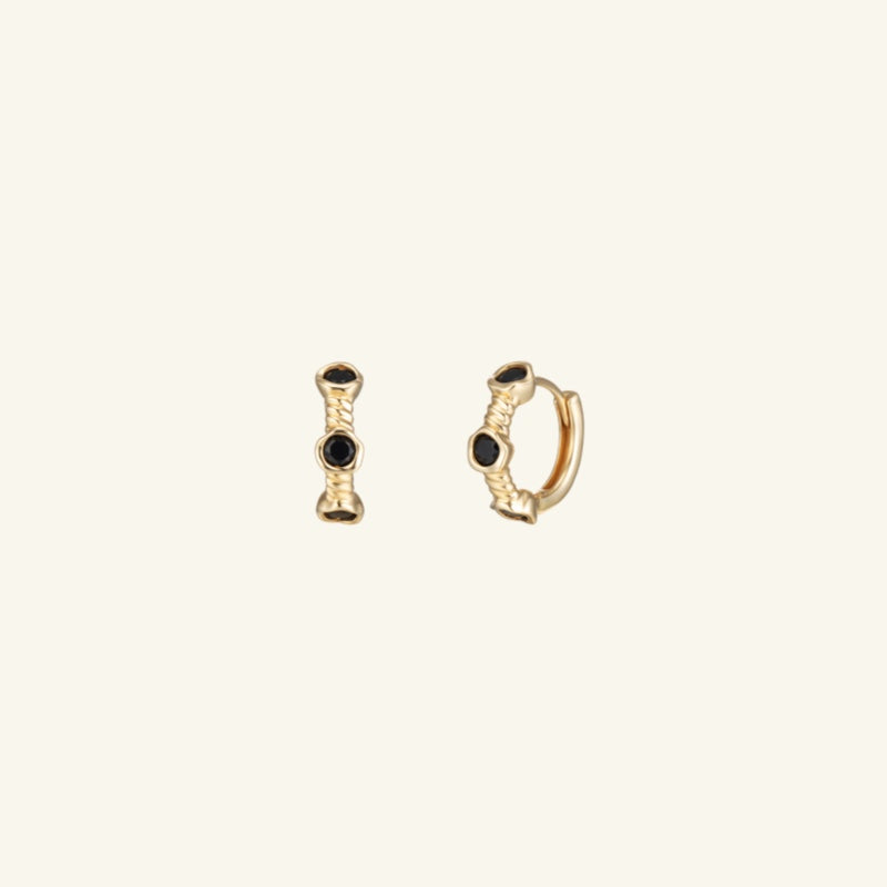 K14 ブラック コイル ワンタッチ ピアス / 14K Black Coil One Touch Earrings