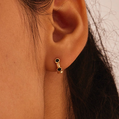 K14 ブラック コイル ワンタッチ ピアス / 14K Black Coil One Touch Earrings