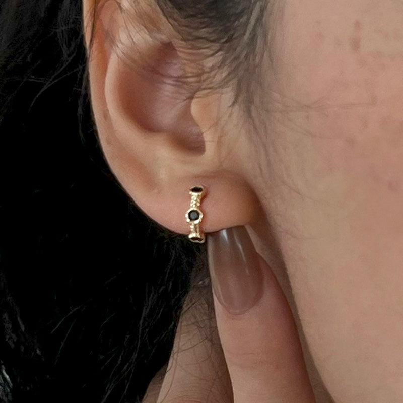 K14 ブラック コイル ワンタッチ ピアス / 14K Black Coil One Touch Earrings