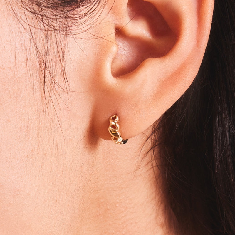 K14 ツイスト ボリューム エッジ ワンタッチ ピアス / 14K Twisted Volume Edge One-Touch Earrings