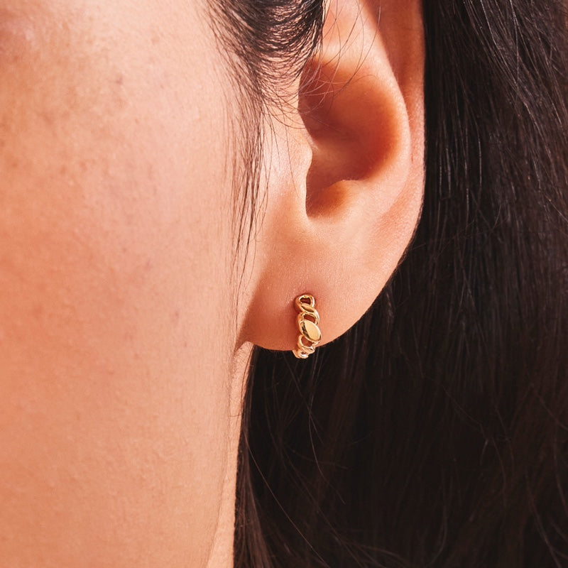 K14 ツイスト ボリューム エッジ ワンタッチ ピアス / 14K Twisted Volume Edge One-Touch Earrings