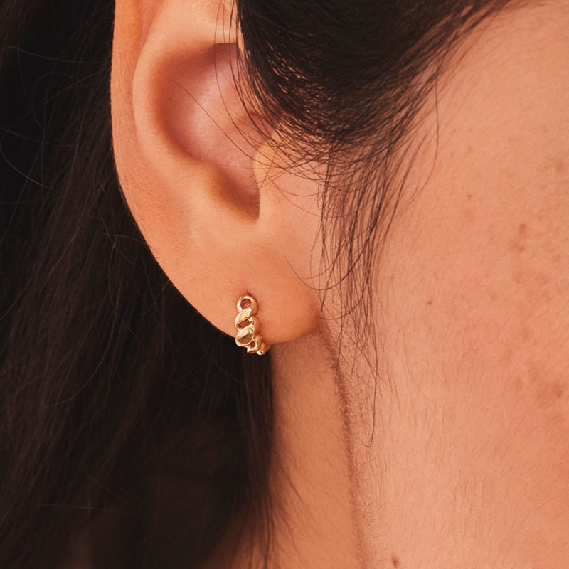 K14 ツイスト ボリューム エッジ ワンタッチ ピアス / 14K Twisted Volume Edge One-Touch Earrings