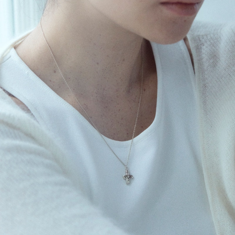 K14 マルチ ストーン ナチュラル クロス ネックレス / 14K Multi Stone Natural Cross Necklace