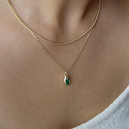 K14 ナチュラル ラフ グリーン ストーン ネックレス / 14K Natural Rough Green Stone Necklace