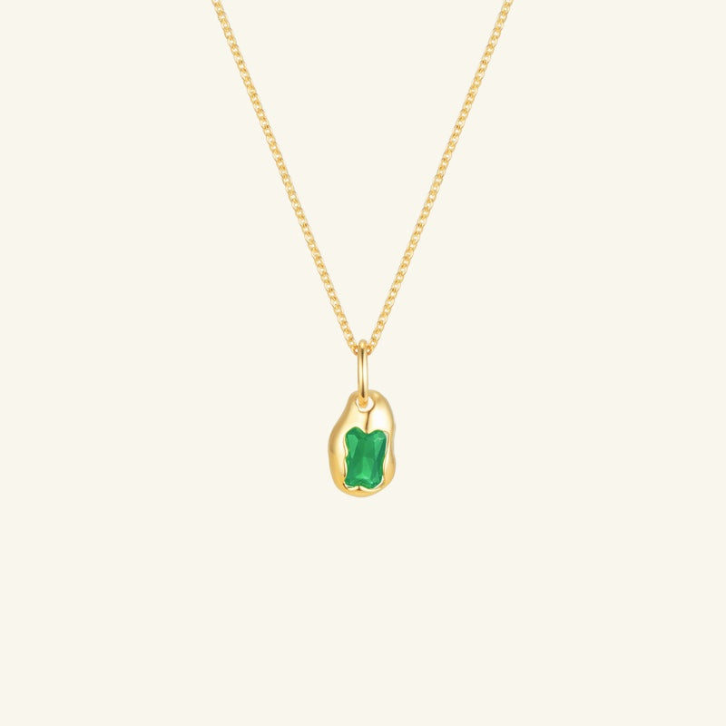 K14 ナチュラル ラフ グリーン ストーン ネックレス / 14K Natural Rough Green Stone Necklace