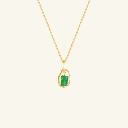 K14 ナチュラル ラフ グリーン ストーン ネックレス / 14K Natural Rough Green Stone Necklace