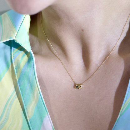 K14 ナチュラル スクエア ブロック ネックレス / 14K Natural Square Block Necklace