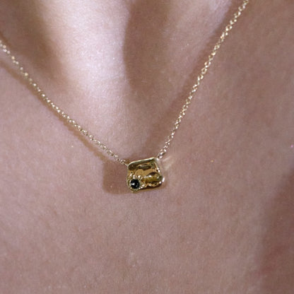 K14 ナチュラル スクエア ブロック ネックレス / 14K Natural Square Block Necklace