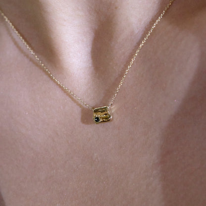 K14 ナチュラル スクエア ブロック ネックレス / 14K Natural Square Block Necklace