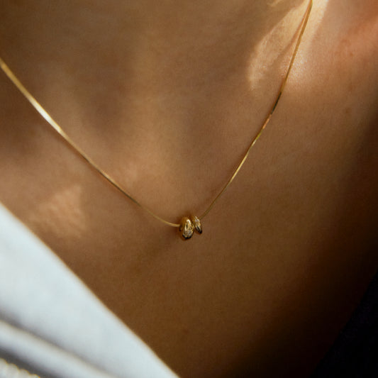 K14 モダン ペブル チェーン ネックレス / 14K Modern Pebble Chain Necklace