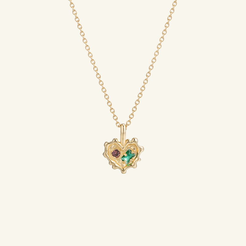 K14 マルチ ストーン ハート ネックレス / 14K Multi Stone Heart Necklace