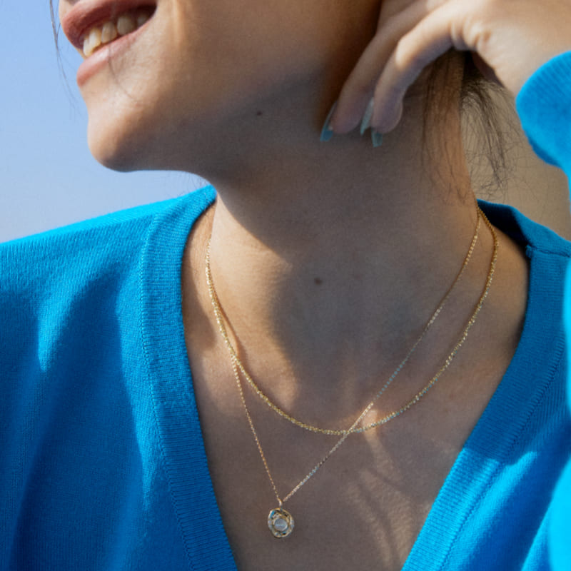 K14 ナチュラル ラフ 螺鈿 ネックレス / 14K Natural Rough Nacre Necklace