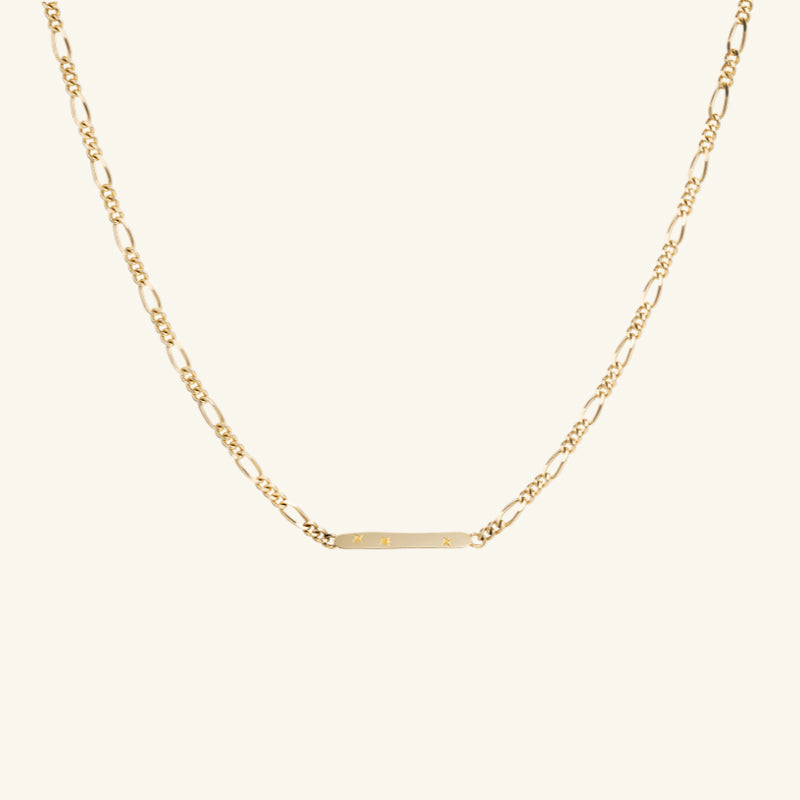 K14 フラット スター フィガロ ネックレス / 14K Flat Star Figaro Necklace