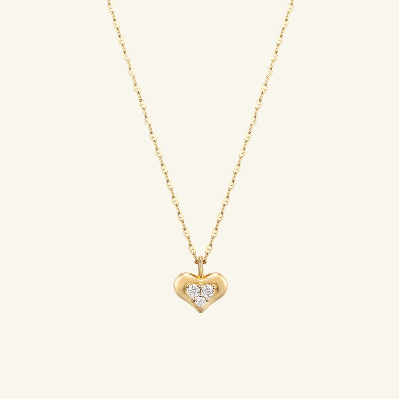 K14 ボリューム ハート トリプル ネックレス / 14K Volume Heart Triple Necklace