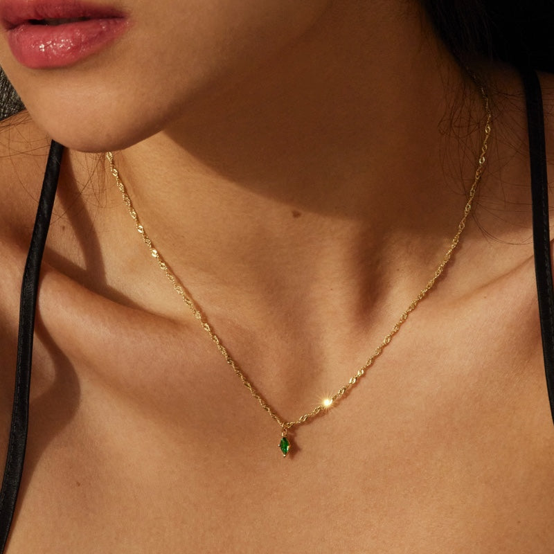 K14 グリーン マーキーズ デイリー ネックレス / 14K Green Marquise Daily Necklace