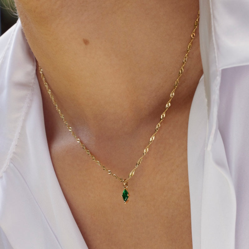 K14 グリーン マーキーズ デイリー ネックレス / 14K Green Marquise Daily Necklace | アモンズ –  amondz