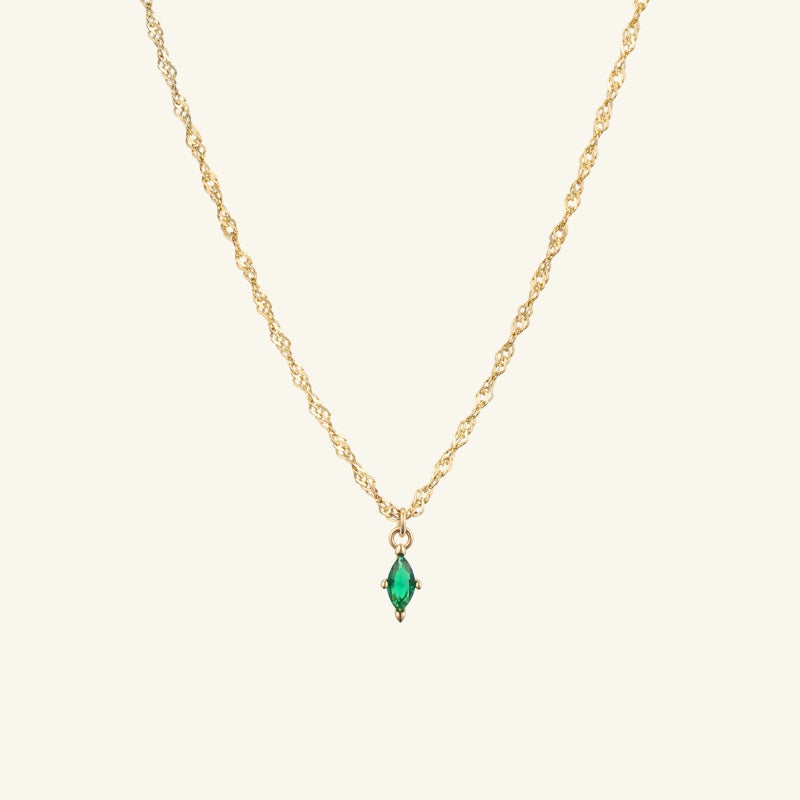 K14 グリーン マーキーズ デイリー ネックレス / 14K Green Marquise Daily Necklace