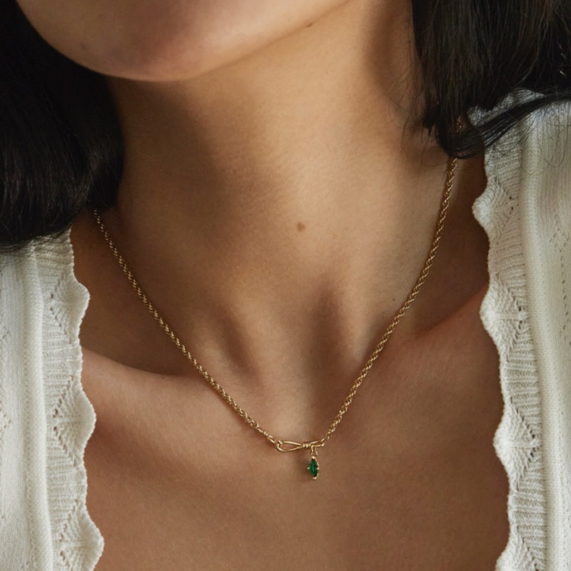 K14 グリーン マーキーズ ボリューム ネックレス / 14K Green Marquise Volume Necklace