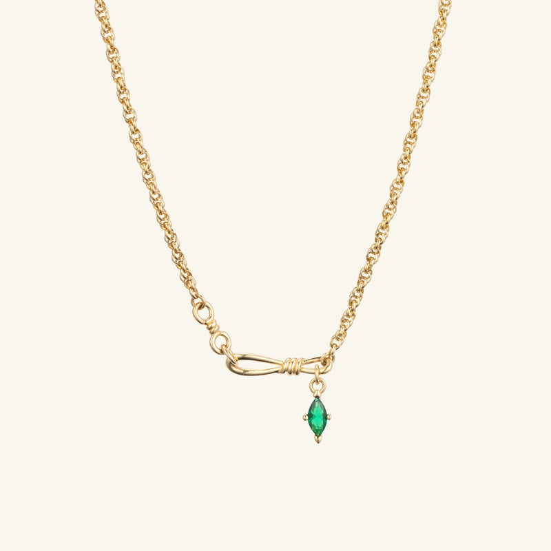 K14 グリーン マーキーズ ボリューム ネックレス / 14K Green Marquise Volume Necklace
