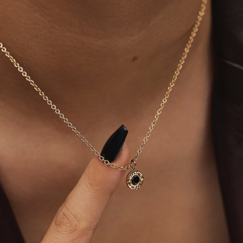 K14 オニキス ナチュラル ラウンド ネックレス / 14K Onyx Natural Round Necklace