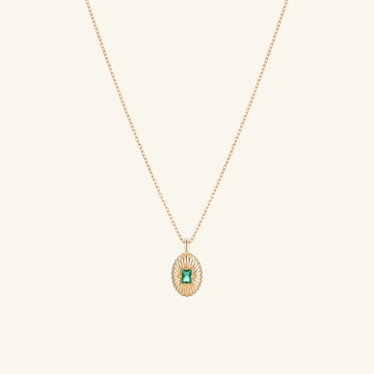 K14 グリーン オーバル シャイン ネックレス / 14K Green Oval Shine Necklace