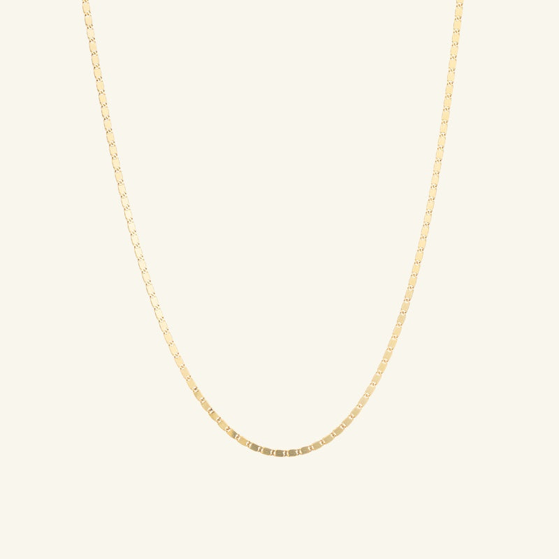 K14 フラット スクエア チェーン ネックレス / 14K Flat Square Chain Necklace