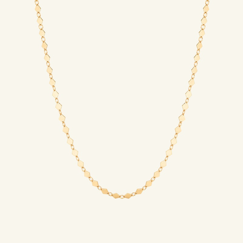 K14 フラット スクエア ボールド チェーン ネックレス / 14K Flat Square Bold Chain Necklace