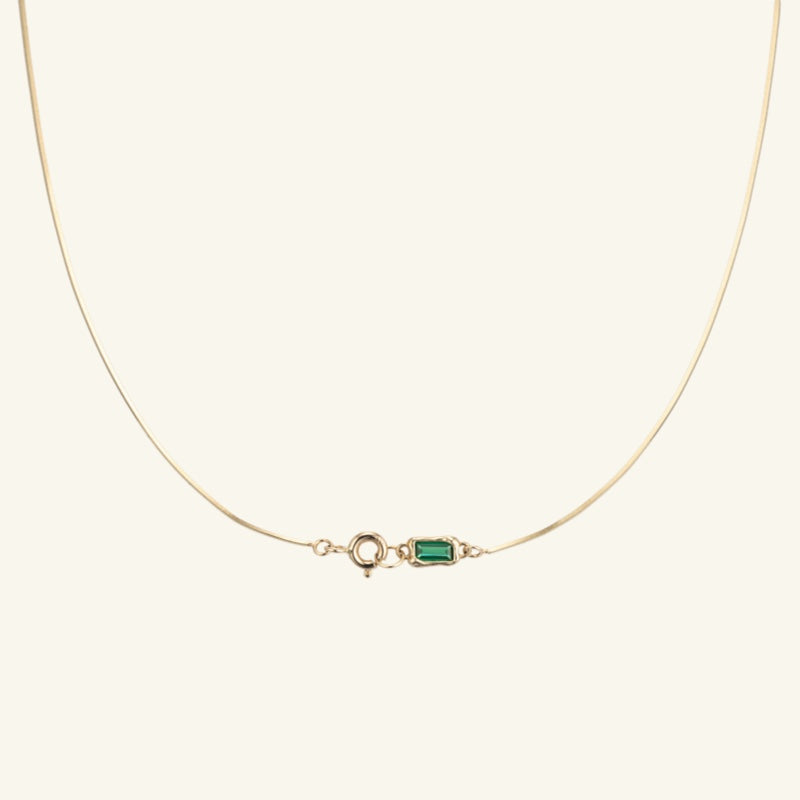 K14 グリーン ナチュラル フレーム チェーン ネックレス / 14K Green Natural Frame Chain Necklace