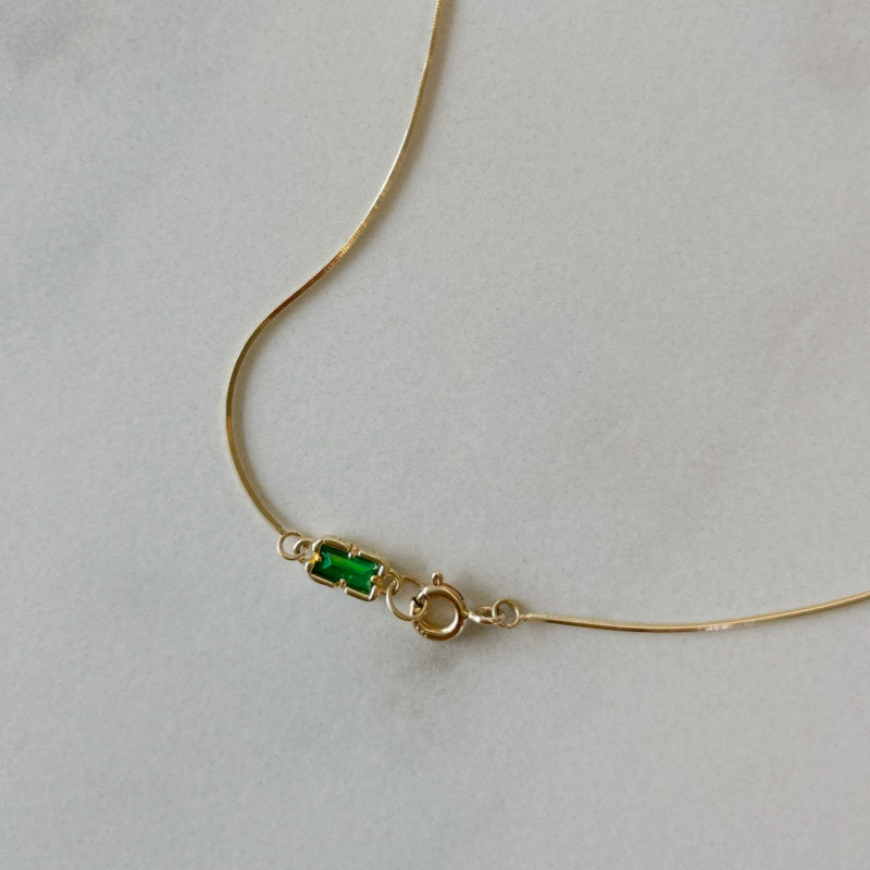 K14 グリーン ナチュラル フレーム チェーン ネックレス / 14K Green Natural Frame Chain Necklace