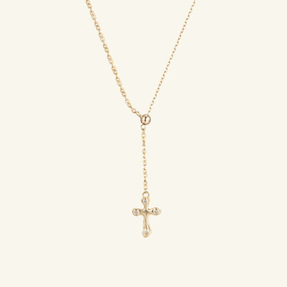 K14 スライドボール マルチ チェーン クロス ネックレス / 14K Slide Ball Multi Chain Cross Necklace