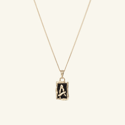 K14 ブラック ナチュラル イニシャル ネックレス / 14K Black Natural Initial Necklace