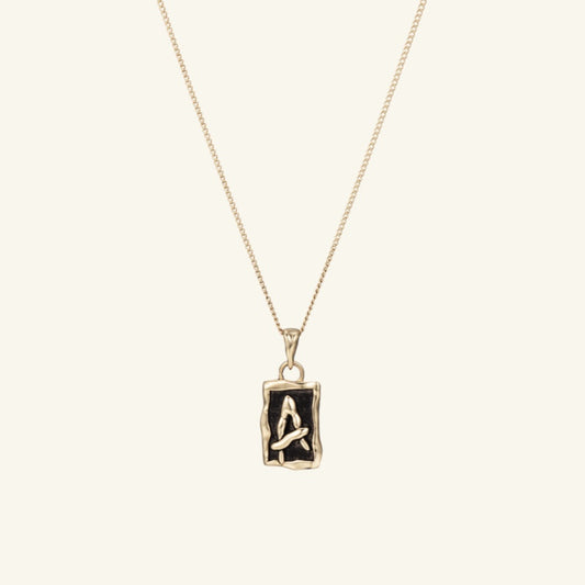 K14 ブラック ナチュラル イニシャル ネックレス / 14K Black Natural Initial Necklace