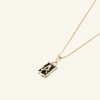 K14 ブラック ナチュラル イニシャル ネックレス / 14K Black Natural Initial Necklace