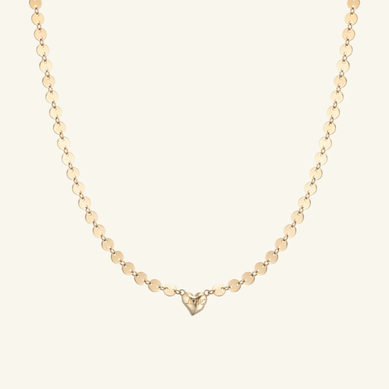 K14 ボールド スパンコール ハート ネックレス / 14K Bold Spangles Heart Necklace