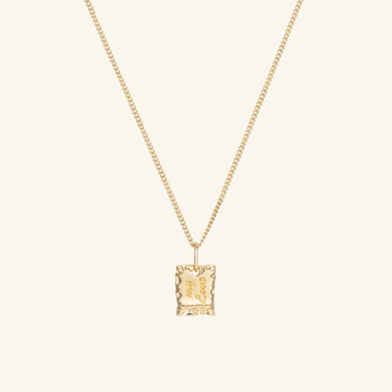 K14 ナチュラル テクスチャ スクエア ネックレス / 14K Natural Texture Square Necklace