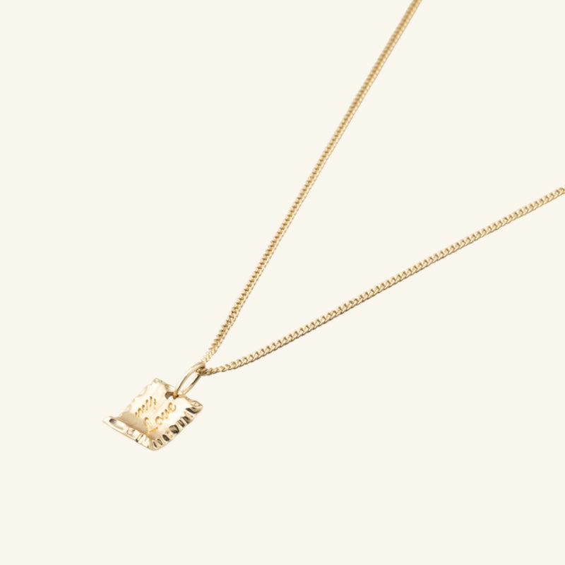 K14 ナチュラル テクスチャ スクエア ネックレス / 14K Natural Texture Square Necklace