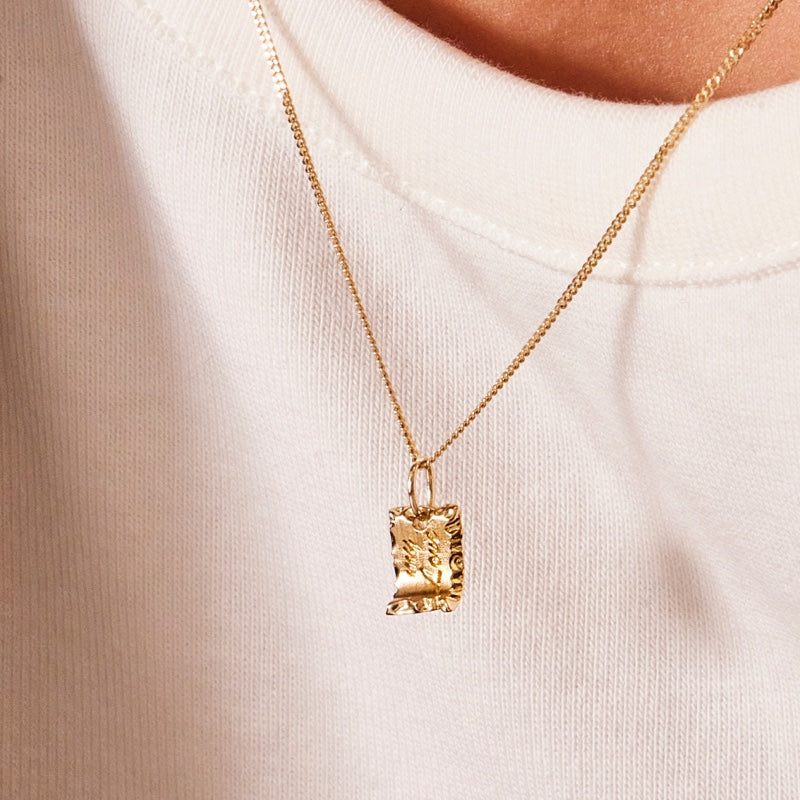K14 ナチュラル テクスチャ スクエア ネックレス / 14K Natural Texture Square Necklace