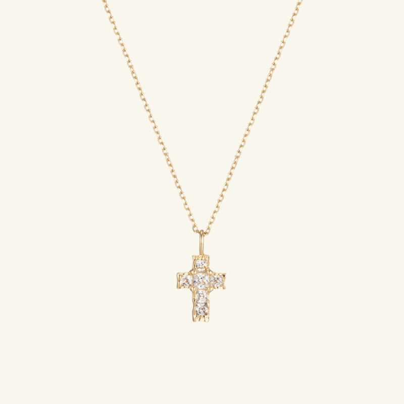 K14 ナチュラル ブリング クロス ネックレス / 14K Natural Bling Cross Necklace