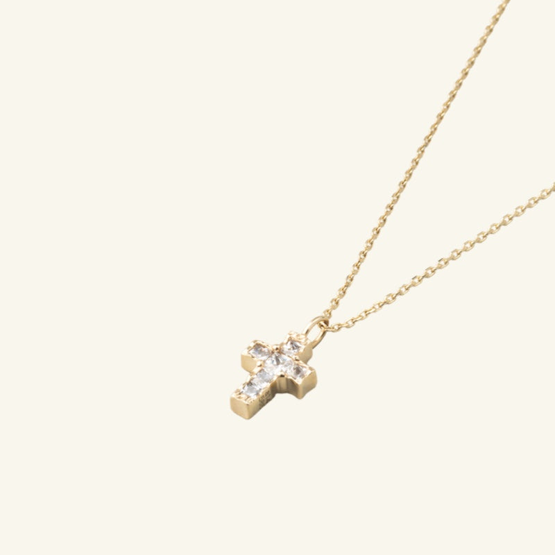 K14 ナチュラル ブリング クロス ネックレス / 14K Natural Bling Cross Necklace