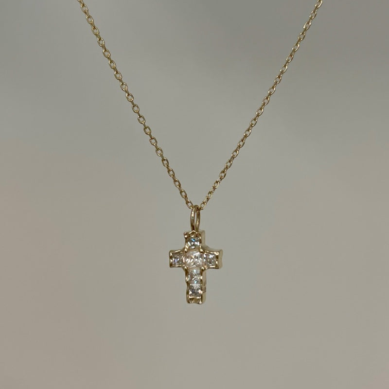 K14 ナチュラル ブリング クロス ネックレス / 14K Natural Bling Cross Necklace | アモンズ